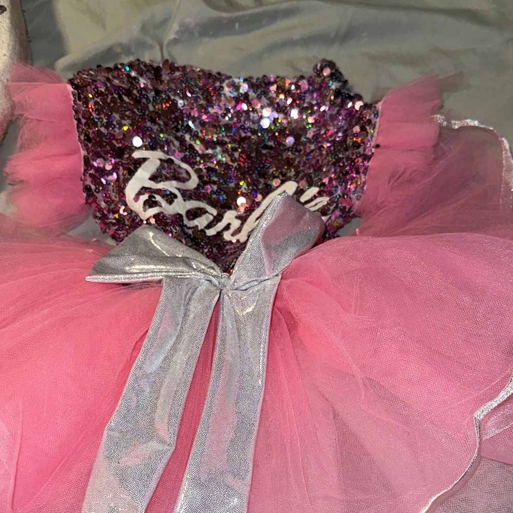 Barbie Glittery Pink and Silver Dance Costume